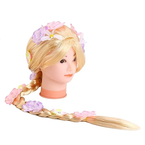 Miniatura 4 de Peluca de cabello Rapunzel enredado para niños, peluca larga rubia para niños, peluca de disfraz de princesa para niñas, Halloween, Navidad,
