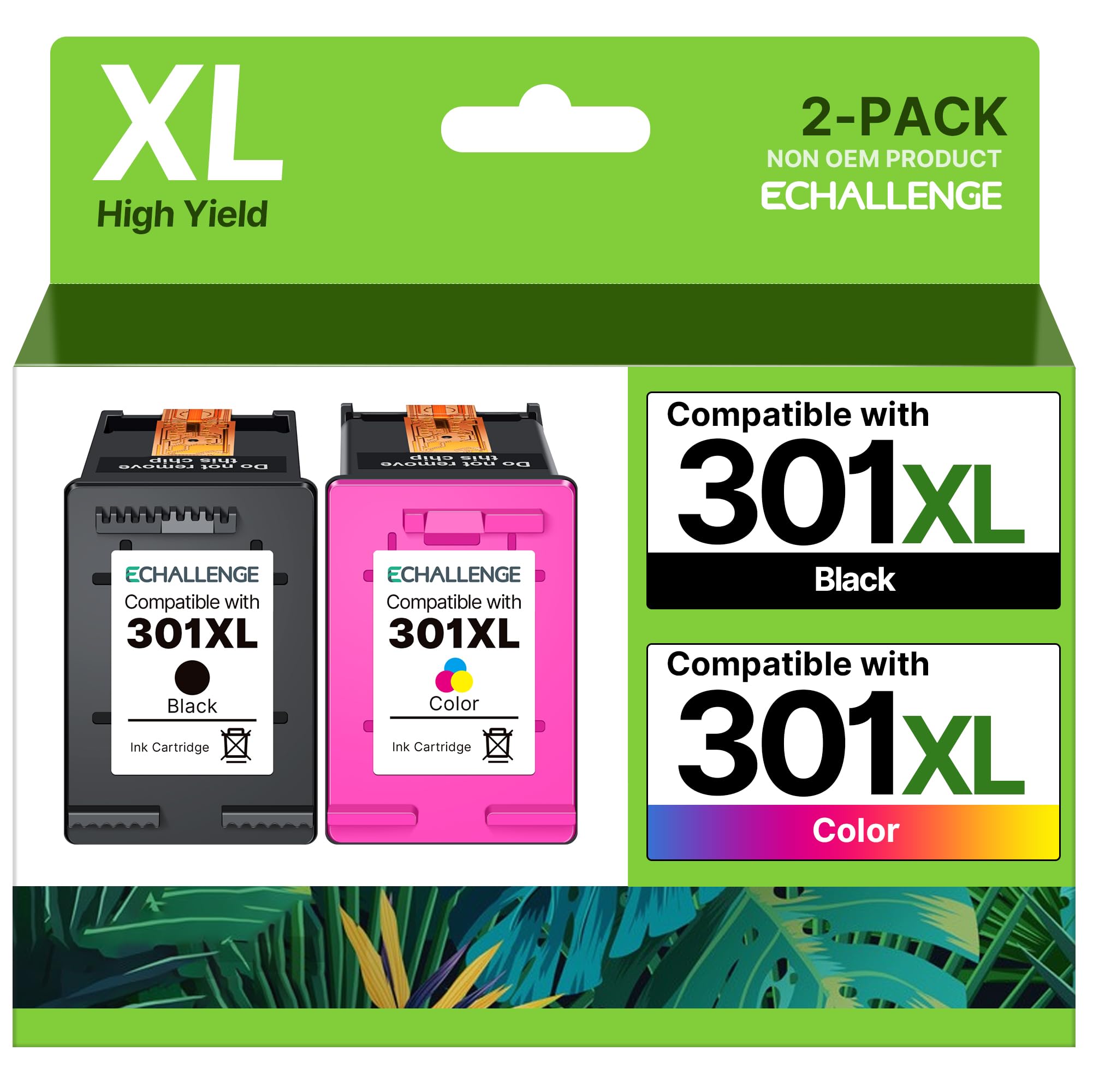 ECHALLENGE 301 XL druckerpatronen für HP 301 druckerpatronen Multipack 301XL tintenpatronen Ersatz 2540 1000 1010 1050 Envy 4500 5534 4502 Officejet 2620 2622(1 Schwarz 1Farbe,2-Pack) patronen