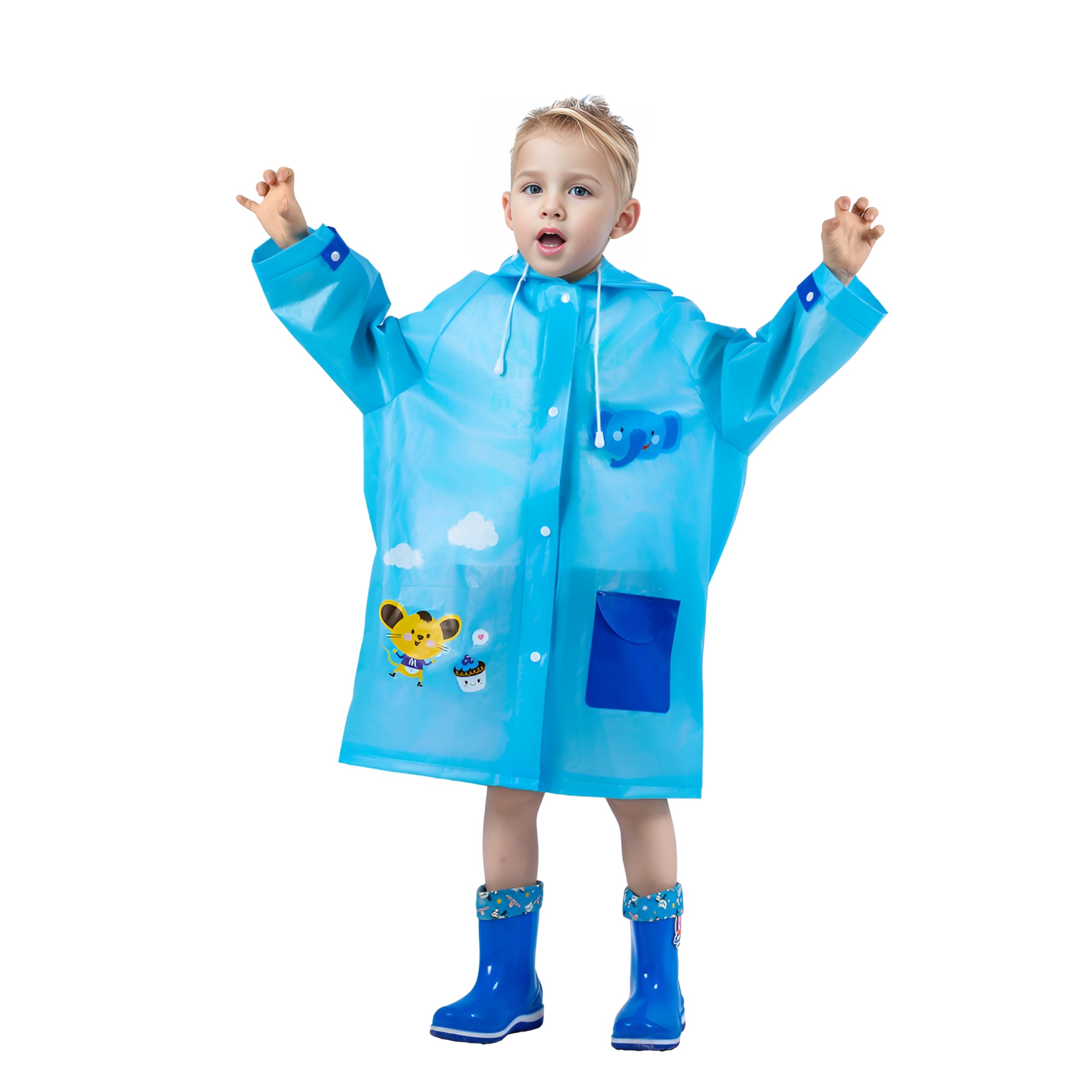 amo nenes Impermeabili per Bambini Ragazzi Ragazze, Leggero Giacca da Pioggia, Riutilizzabile Poncho Antipioggia com Cartone Animato, con Copertura per Lo Zaino, Sportivo, Unisex, 1-12 Anni, S M L XL