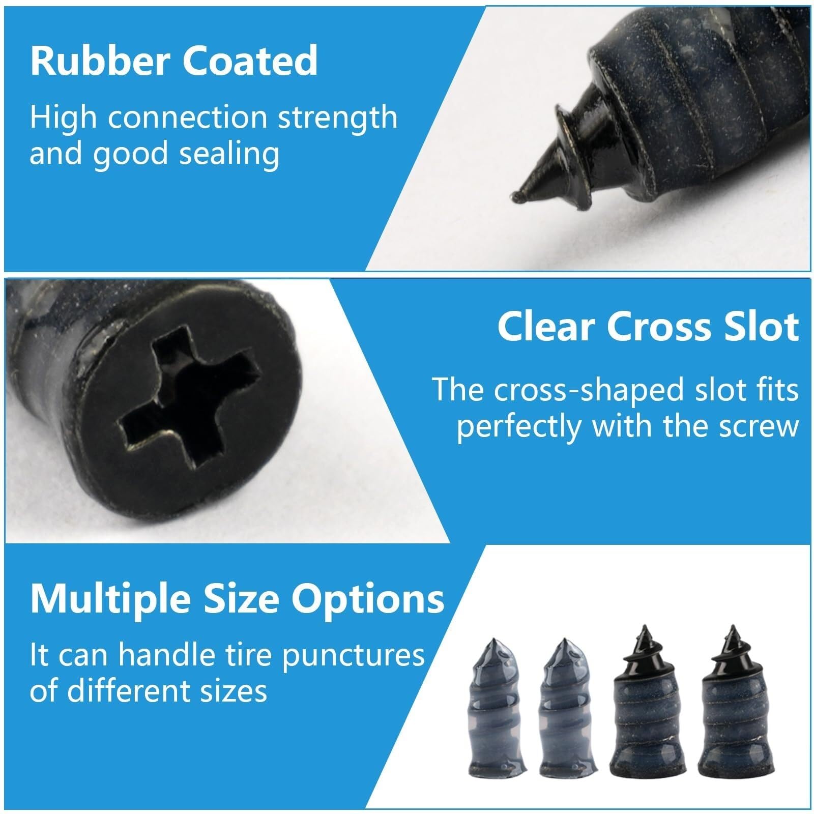 Kit Riparazione Pneumatici 5–120pz, Vite Ripara Gomme Tubeless con Cacciavite, Chiodo in Gomma per Auto Moto Scooter Bici(35large+35small+b crewdrivers)