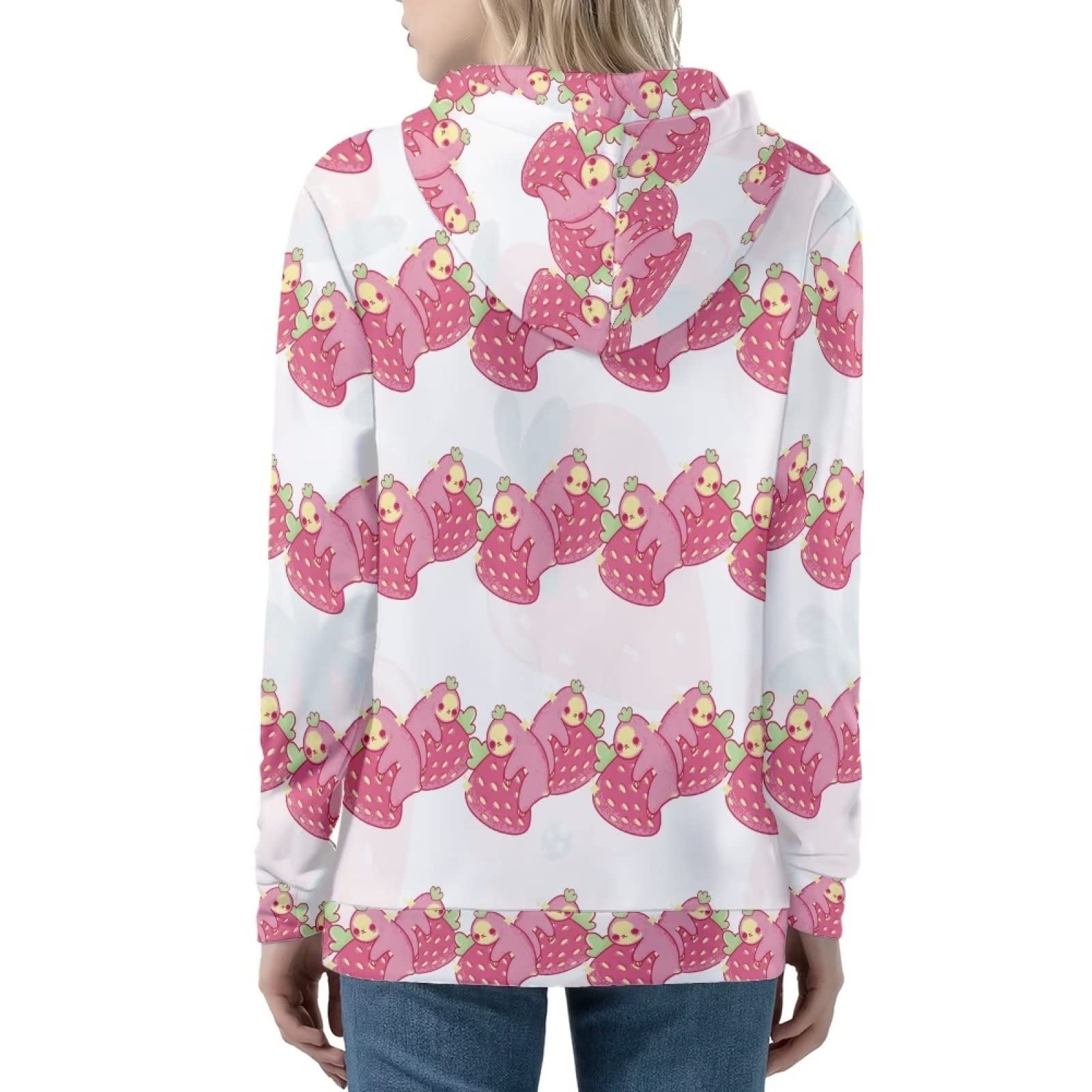 HUIACONG Bluza z kapturem zapinana na zamek błyskawiczny damska bluza z kapturem rozmiar XS-5XL nastolatki sweter, Różowy leniwiec truskawka, 3XL