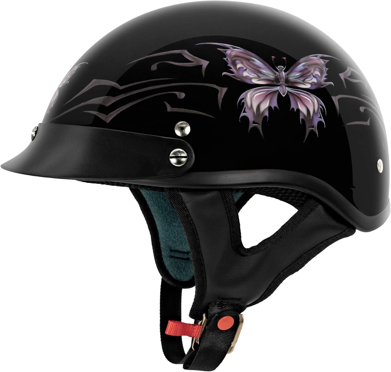 VCAN Cruiser Intricate Butterfly Motorcycle Half Helmet