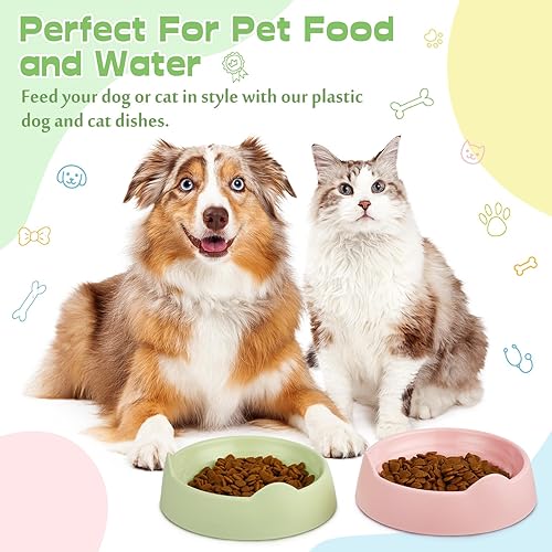 Miniatura 4 de Suclain 6 cuencos de plástico para perros, bigotes, sin estrés, para gatos, conejos, para agua, corrugado, antideslizantes, para aliviar la fatiga,