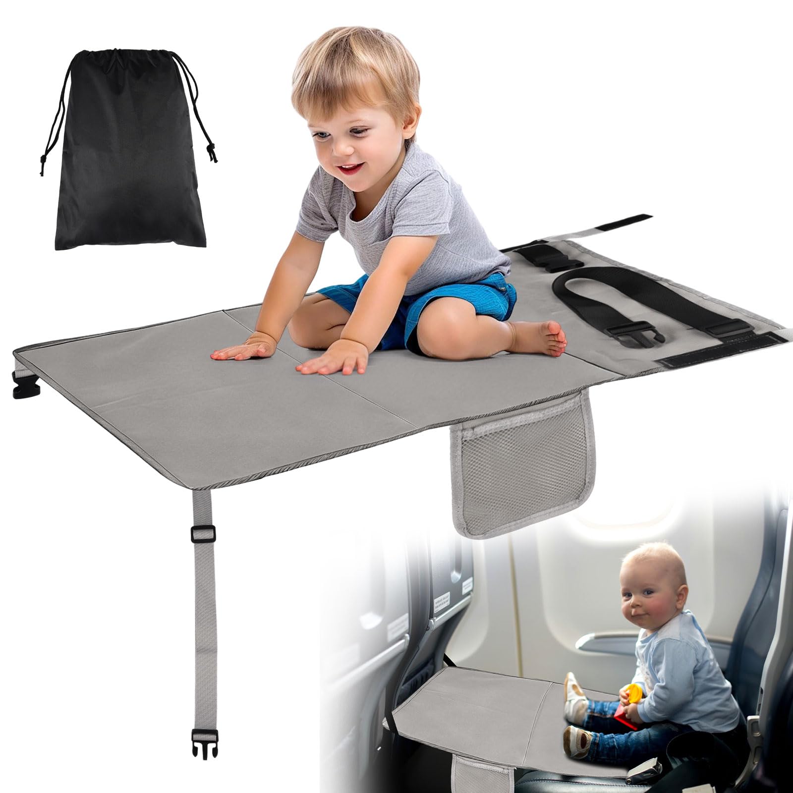 Flugzeug Bett Kinder, Sitzverlängerung Flugzeug Kinder, Baby Flugzeugs Bett, Kinders Flugzeugs Schlafen, Flugzeugbett Baby, Kinders-Flugzeug-Hängematte, Flugzeugbett, für Kurze Flüge (Grau)
