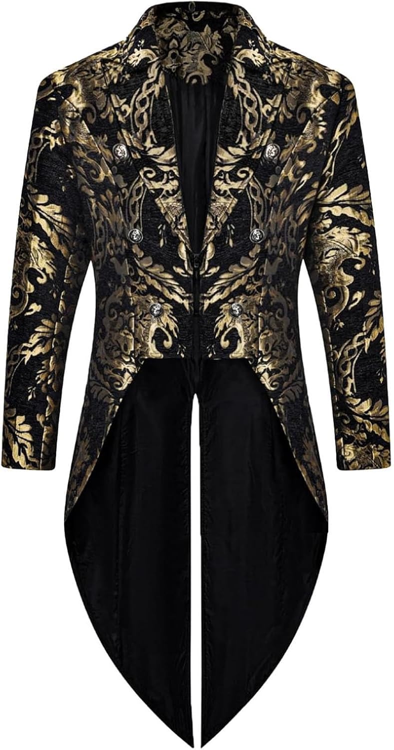 2025 Mens Steampunk Victorian Jacket Gothic Tailcoat Costume Vintage Tuxedo Renaissance Pirate Halloween Coats