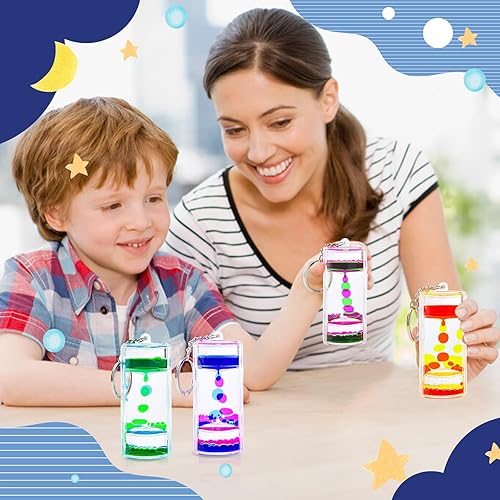 Miniatura 7 de Llavero con temporizador de movimiento líquido, juguete sensorial burbujeador para aliviar el estrés, juguete de escritorio de burbujas de agua para