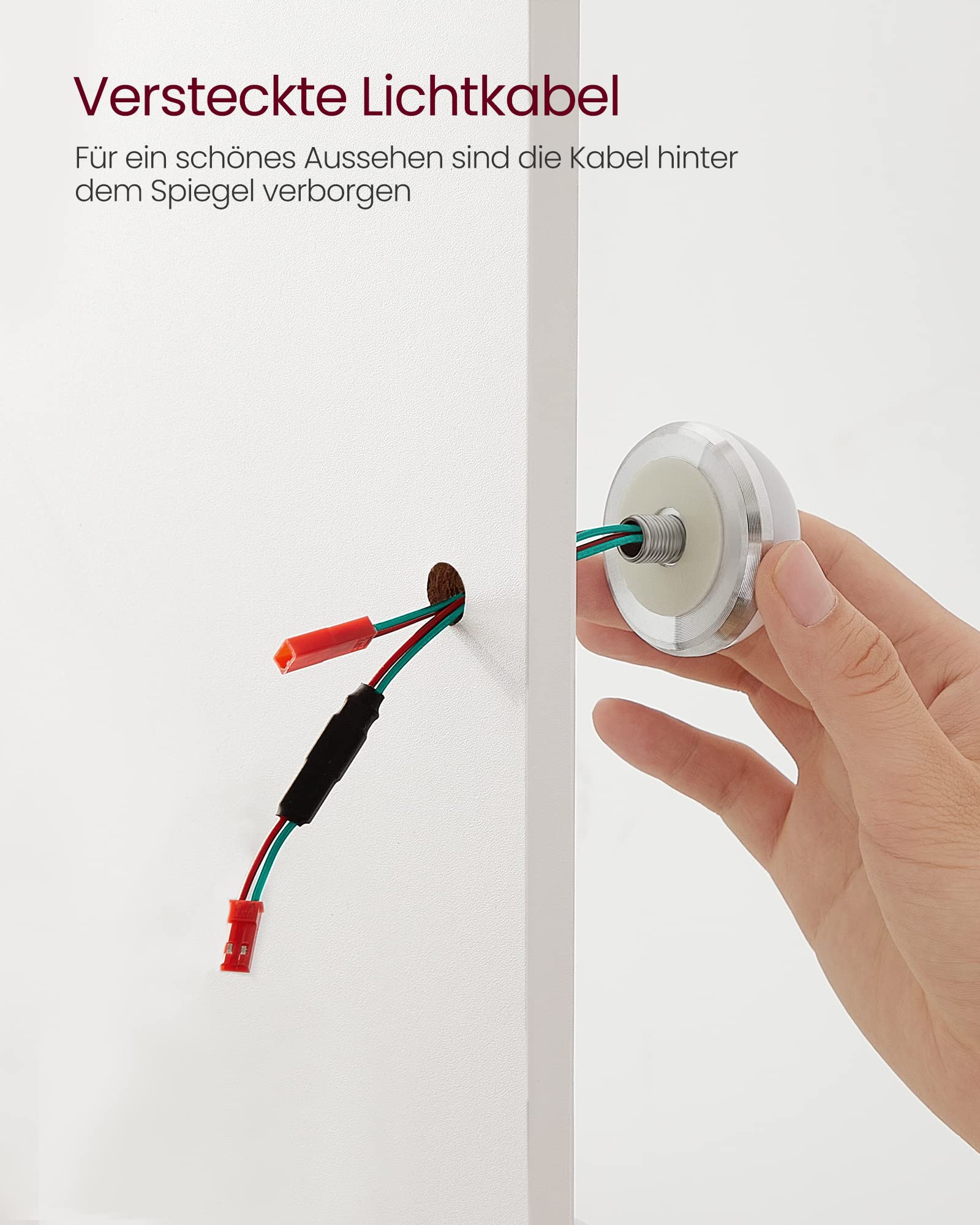 VASAGLE Kailyn Kollektion - Schminktisch mit LED-Beleuchtung, einstellbare Helligkeit, Frisiertisch mit Spiegel, Kosmetiktisch mit 2 Schubladen und 3 offenen Fächern, weiß RDT114W01