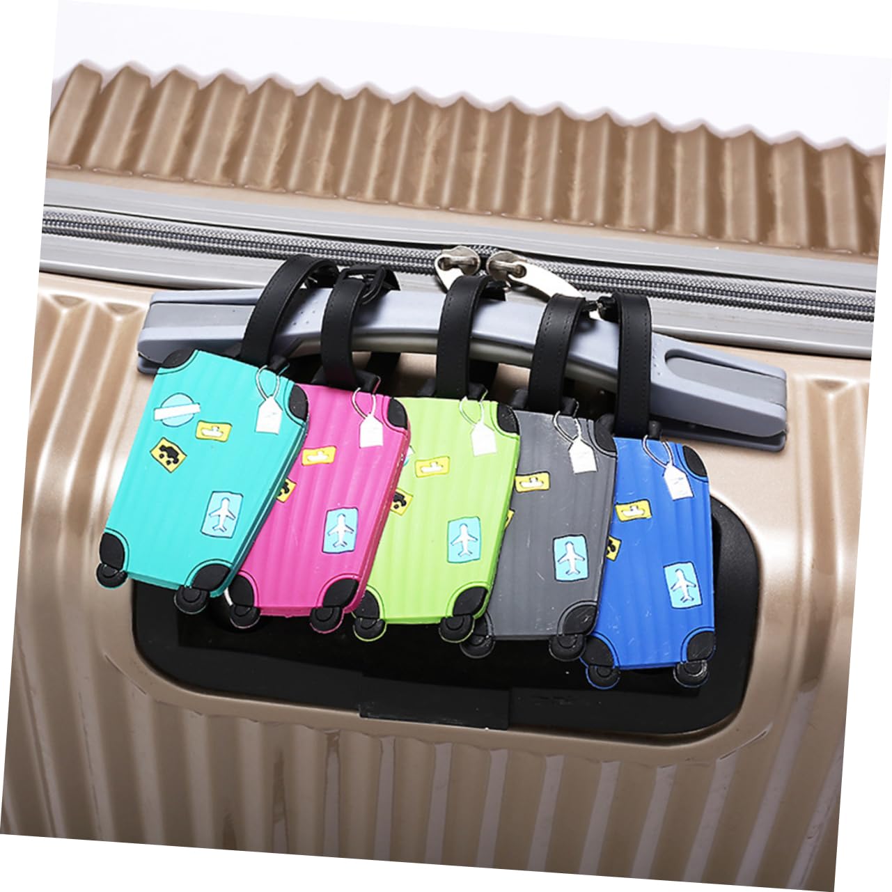 LIFKOME 15pezzi Targhette Da Viaggio Silicone Design Forma Di Valigia Etichette Per Bagagli Con e Indirizzo Accessori Pratici Per Trasporto Blu Verde