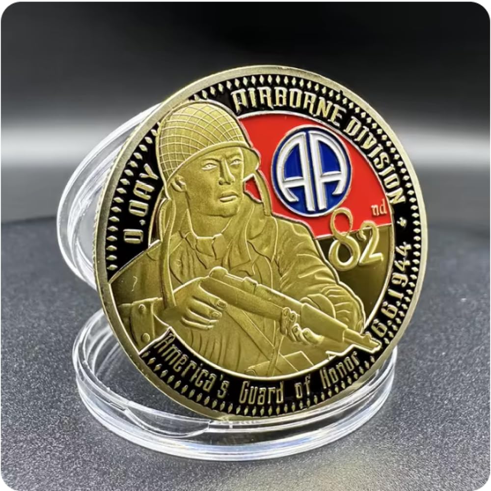 REZAJDUIE Commemorative Coin 1944 D-Day Gold Plated Challenge Coin Honor Badge Normandy Souvenir Coin Historical Collectibles Gift