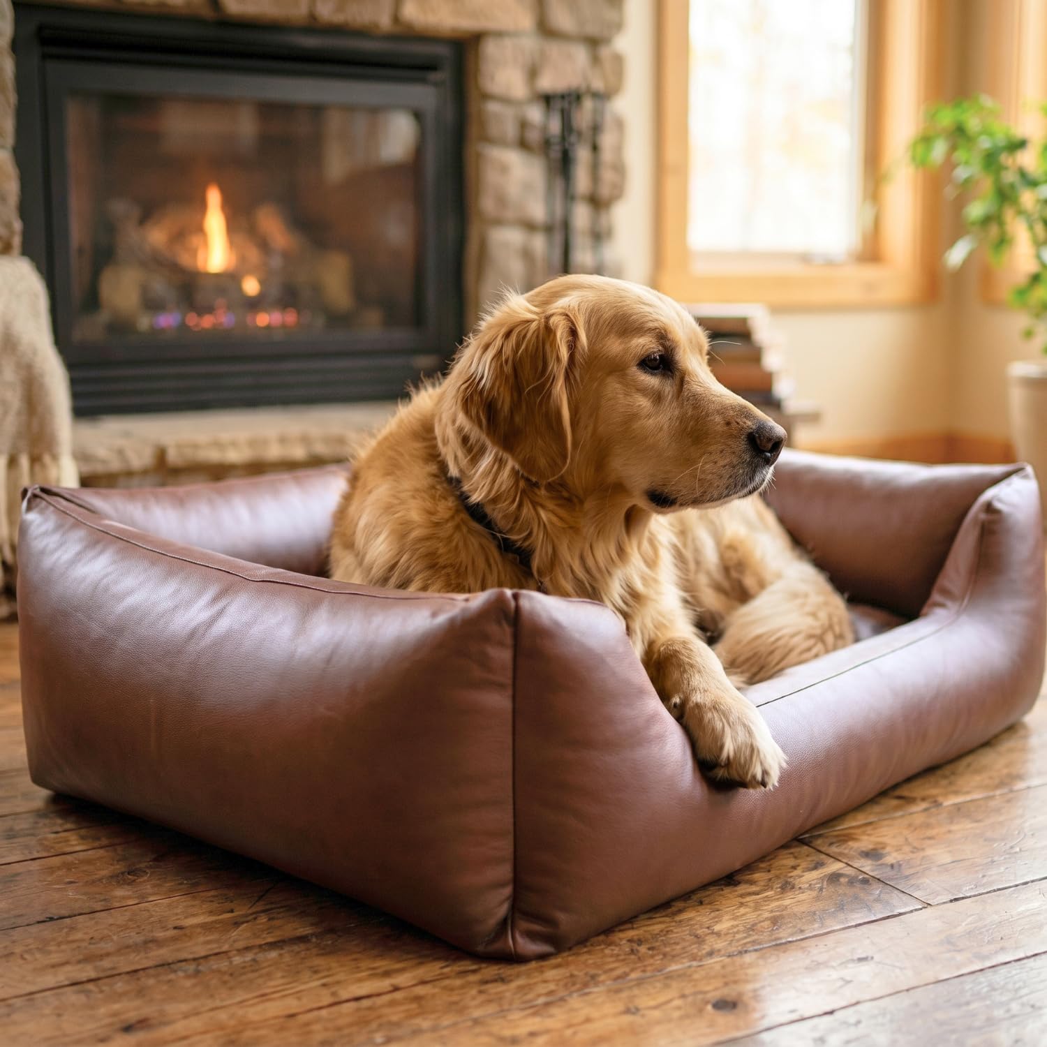 E-dogbed Mario legowisko dla psa ze sztucznej skóry, poduszka dla psa, sofa dla psa, legowisko dla psa, poduszka dla psa, miejsce do spania, kolor i rozmiar do wyboru od M do XXL (100 x 70 cm, brązowa)