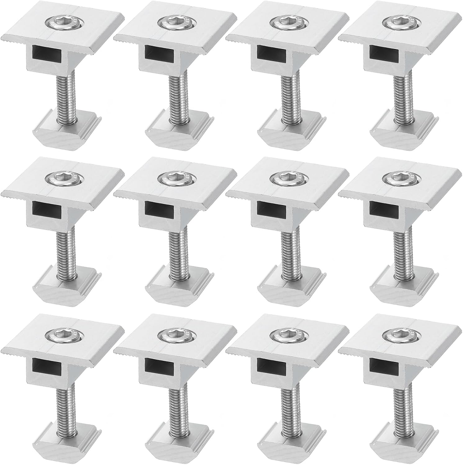 uxcell 12Pcs Solar Panel Middle Clamp, 45mm Aluminum Solar Panel Center Clamps PV Solar Rail Mounting System Install Hardware, Black