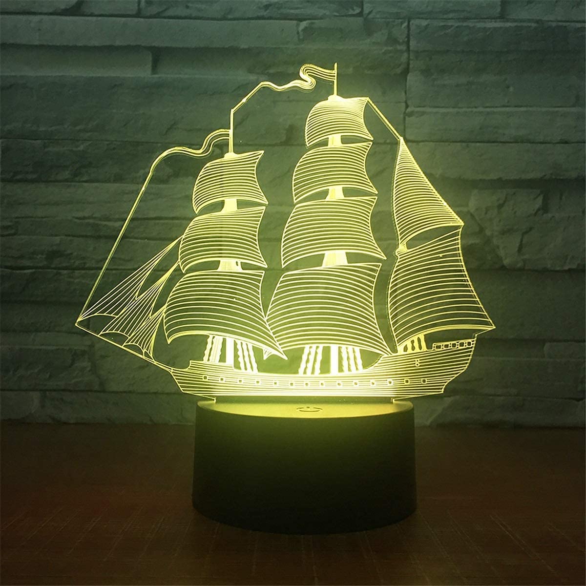 Nastrojowe światło 3D, łódź żaglowa, 7 kolorów, przełącznik dotykowy, USB, lampa stołowa LED, lampa biurkowa, prezent na imprezę, prezent urodzinowy