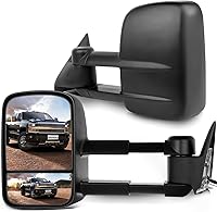 SCITOO Power Adjustable Towing Mirrors for 1988-2000 Chevy GMC C/K 1500/2500/3500 Black Manual Telescoping Foldable