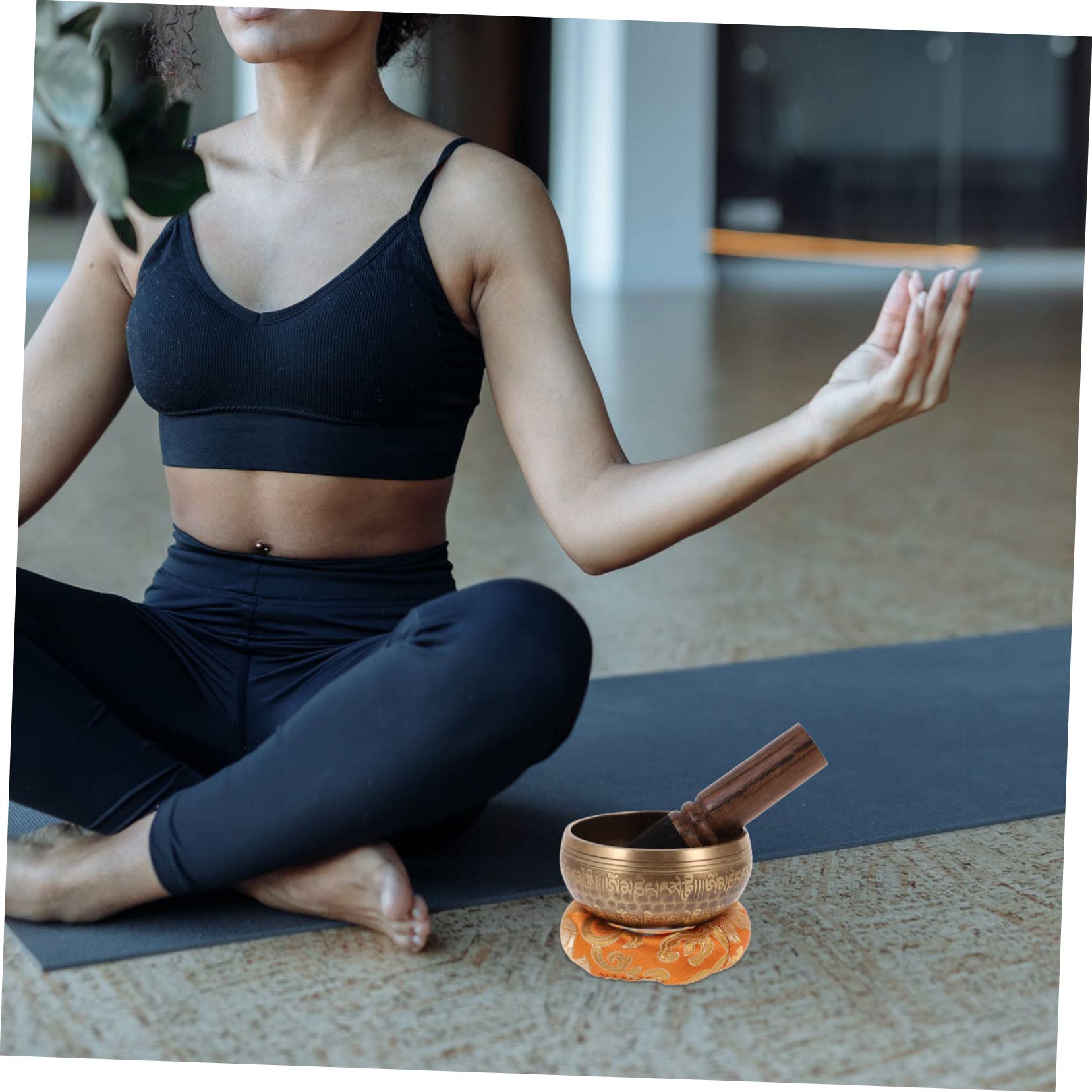BESPORTBLE 1 set Ciotole da Meditazione Tibetane Ciotola Cantante Artigianale con Fondo Piatto Accessori per Meditazione e Relax per Decorazione e Mindfulness