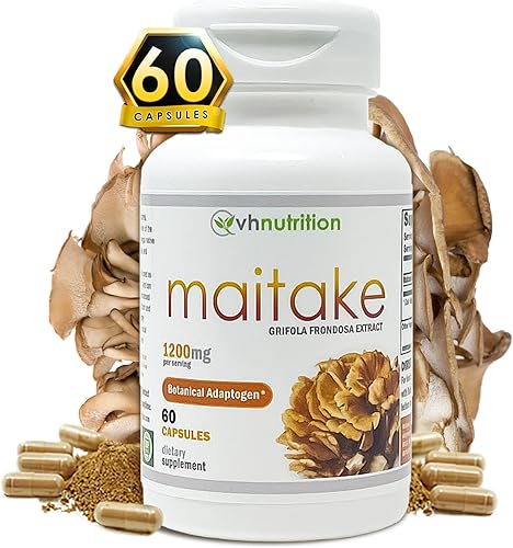 VH Nutrition Hongo MAITAKE Cápsulas de hongos Maitake 1200 mg por porción 60 cápsulas Extracto estandarizado de Grifola frondosa