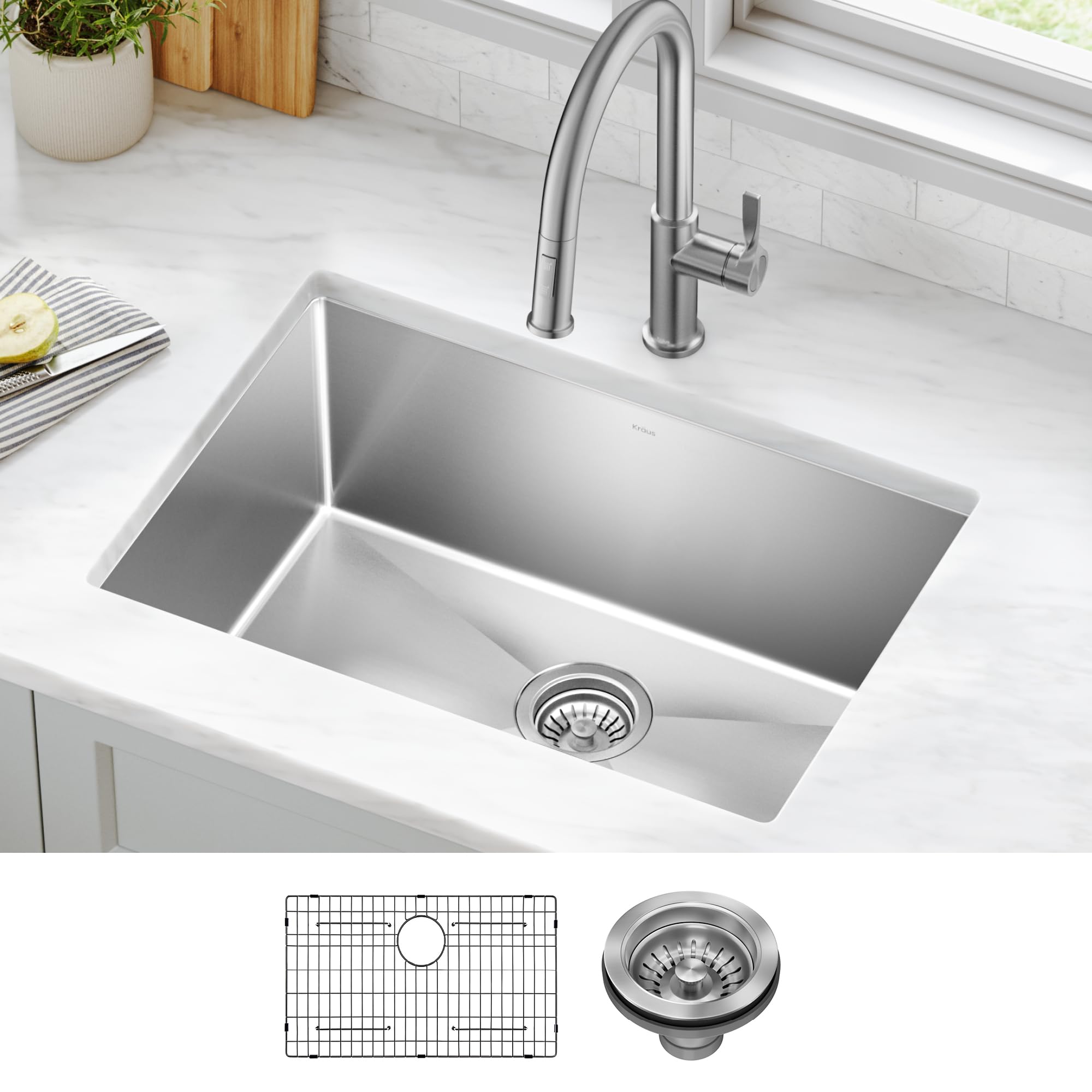 KRAUS Standart PRO 26-inch 16 Gauge Undermount Single Bowl