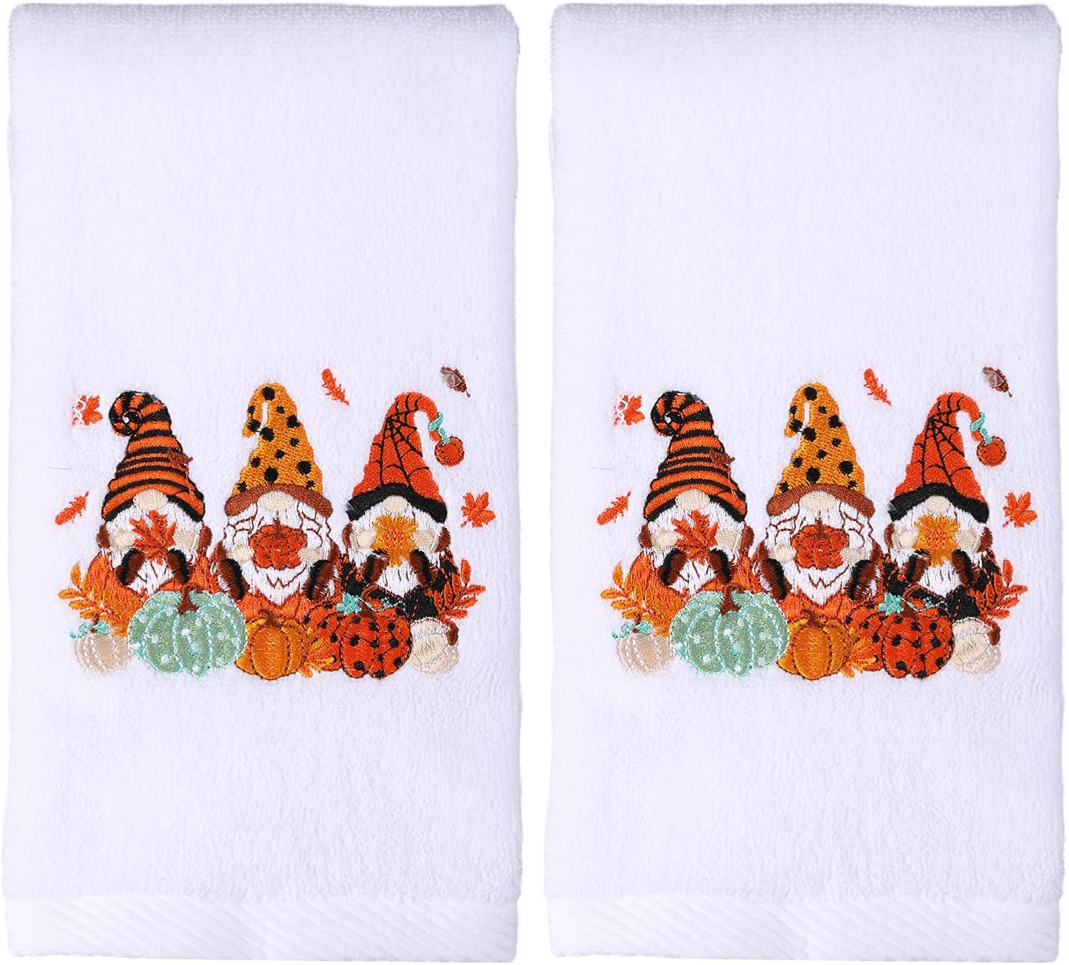 WovWeave 2 Pcs Halloween Gnomes Hand Towels Cotton for
