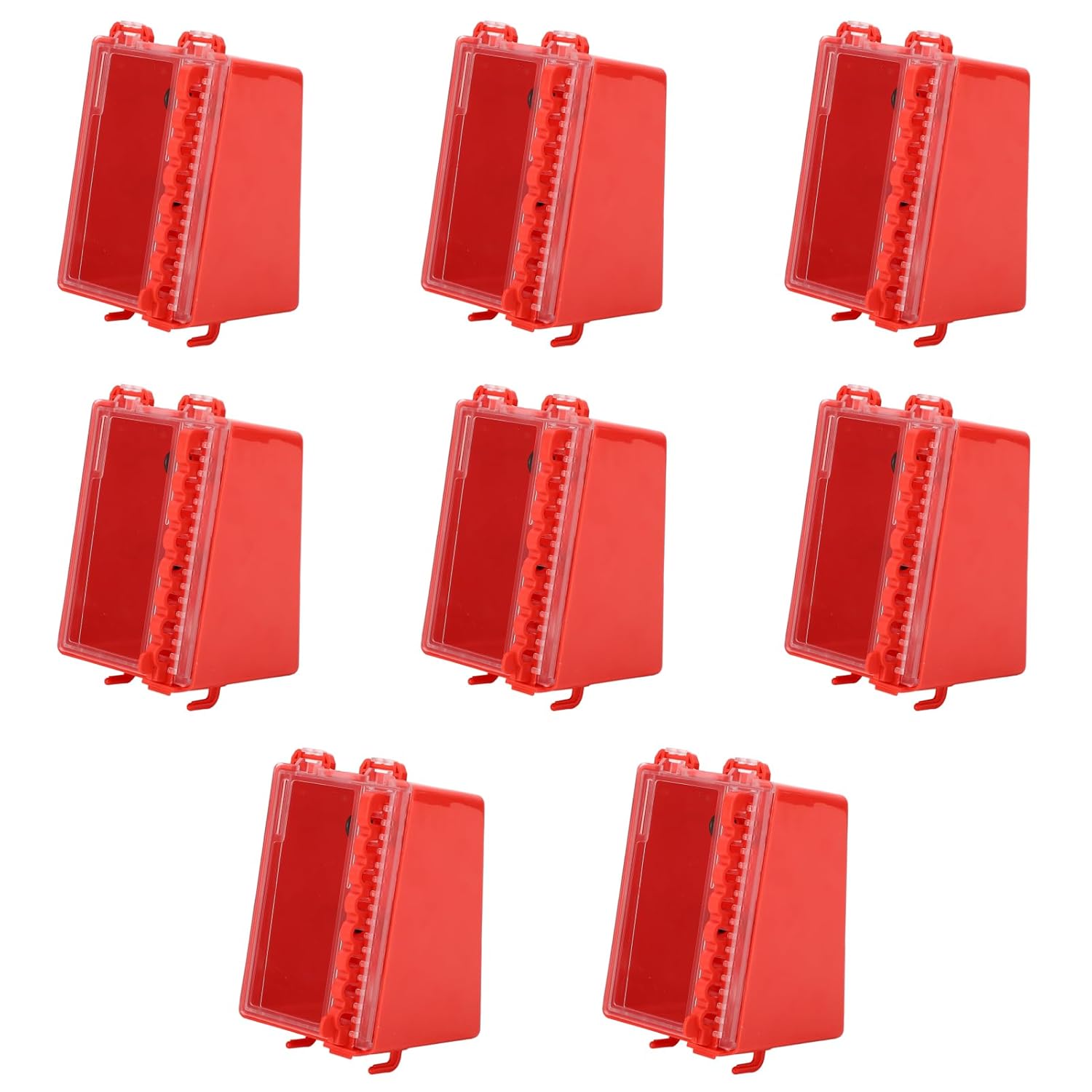 Lockout Tagout Wall Box with Transparent Panel – 8-Hole Key Lock Box for Group Safety Lockout, Clamp-On Circuit Breaker Lockout Kit for Factories & Construction Sites