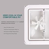 Vista 6 de Cubierta de ventilación de techo para caravana de 14 pulgadas, color blanco, universal, con ventilador de 12V para techo de caravana, aspas de 6