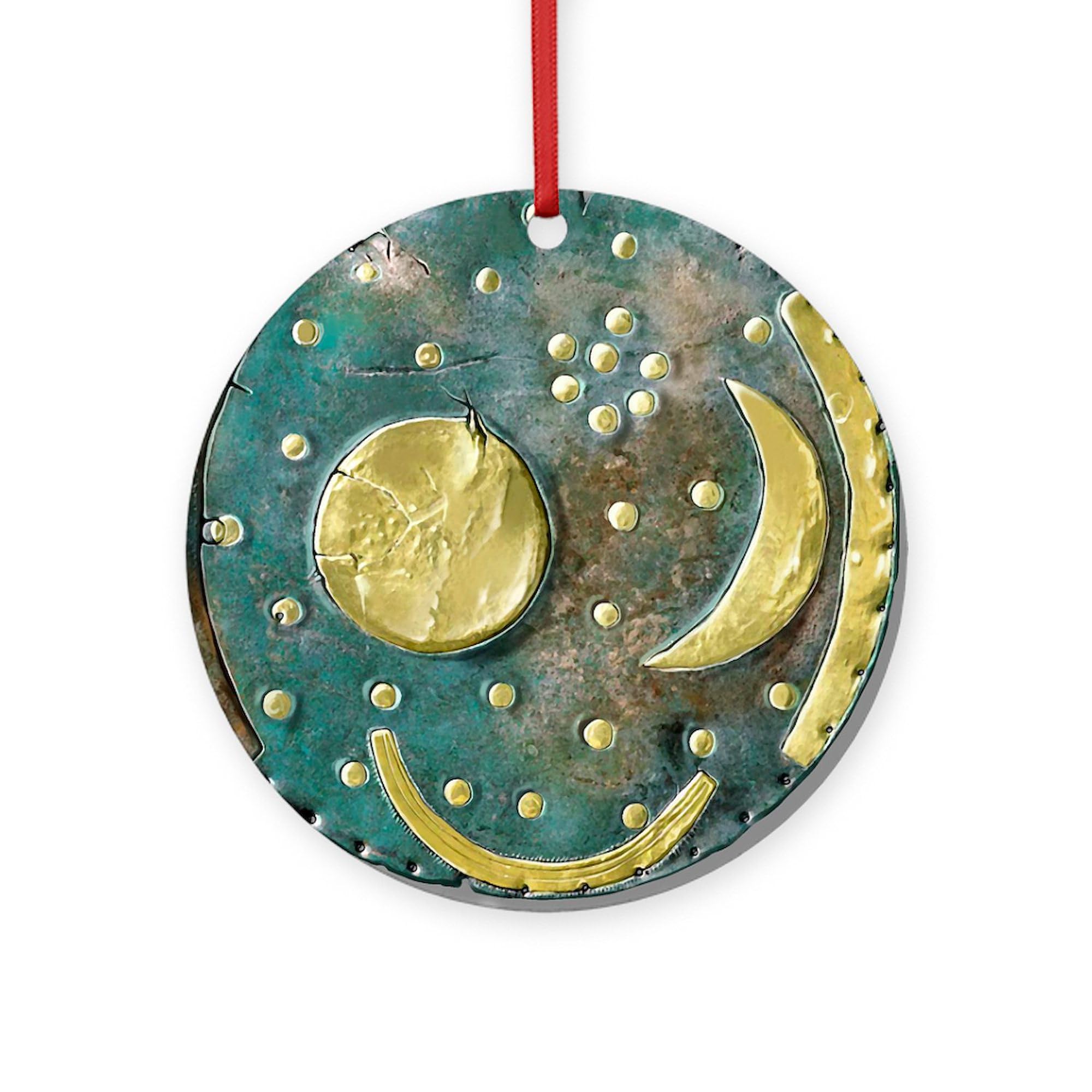 CafePress Nebra Sky Disk, Bronze Age 4" Round MDF Wood Ornament
