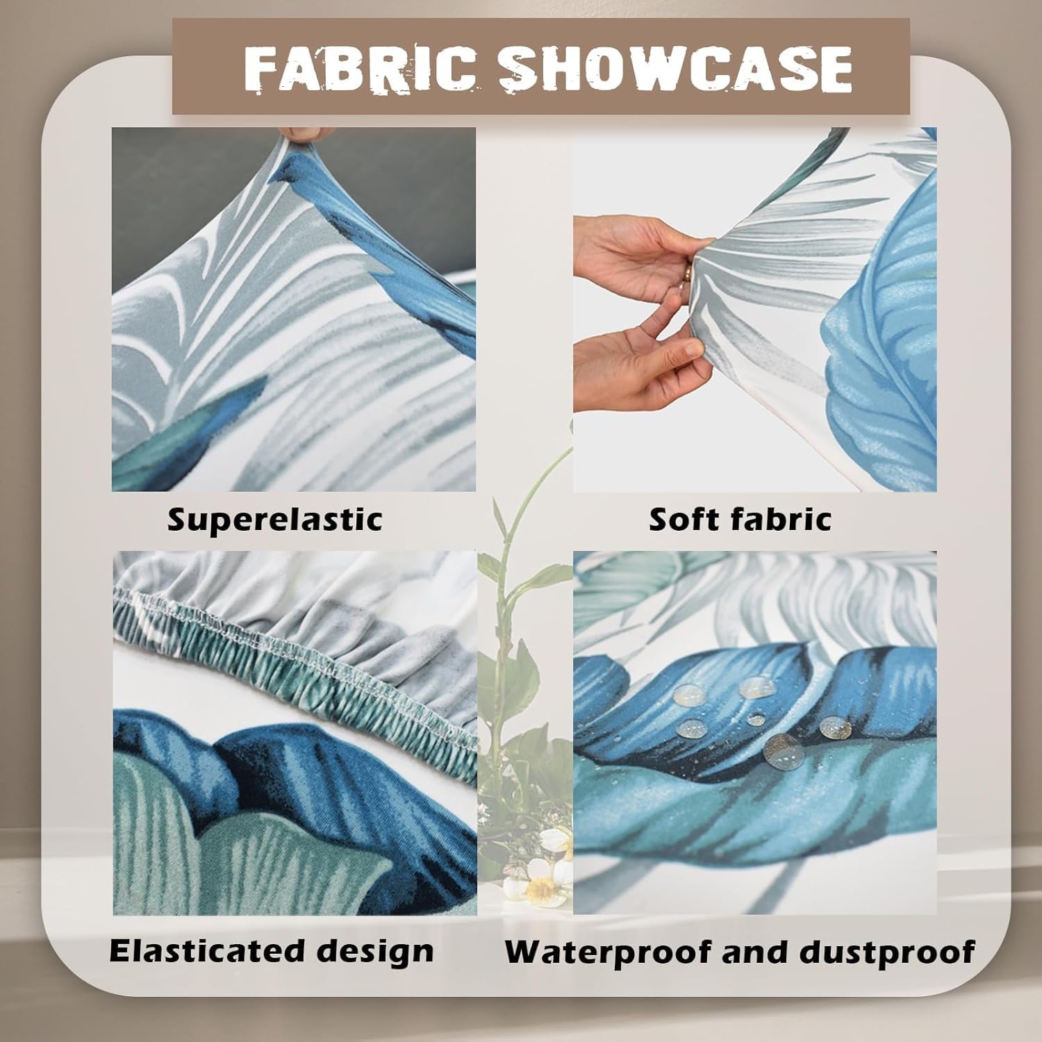 2/3 Pcs Waterproof Outdoor Cushion Covers Stretch Elastic Patio Furniture Cushion Slipcovers Machine Washable Replacement Covers for Chair Sofa Loveseat(E,M(3PCS))