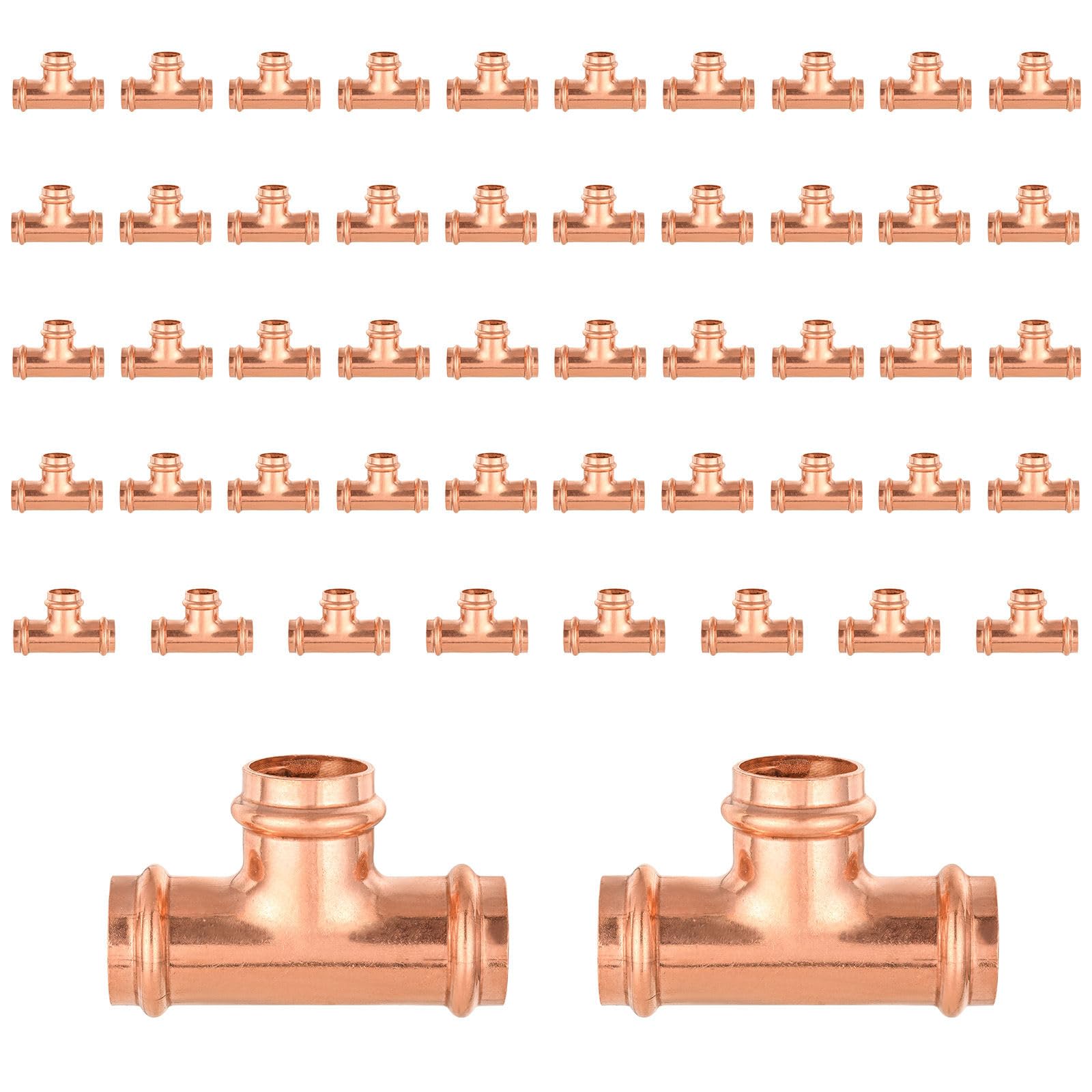 Paquete de 50 Conectores en T de Cobre, Conector de derivación en T de Tres vías de 1 Pulgada P x P x para líneas de distribución de Agua.