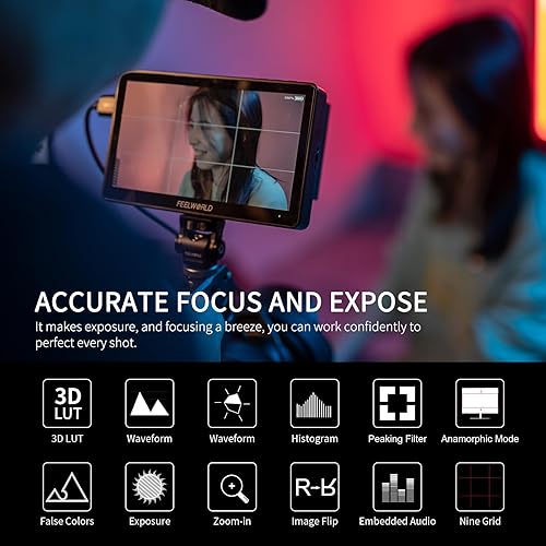 Miniatura 3 de FEELWORLD F5 Pro - Monitor de campo para cámara réflex digital (pantalla táctil de 5,5 pulgadas, HDMI, 4K, IPS, FHD, 1920 x 1080)