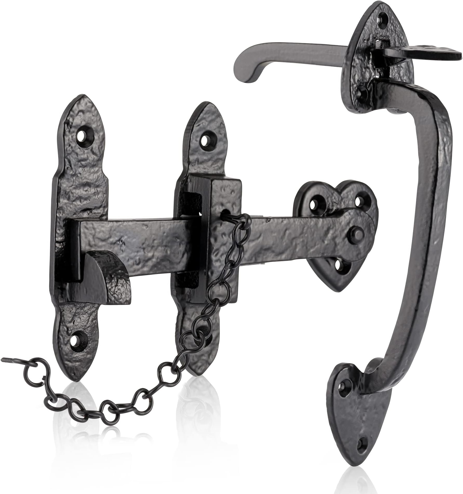 XFORT Smithy's Range Thumb Gate Latch Black Antique, Traditional Suffolk Latch, Cast Iron Gate Door Latch, Suitable for Shed and Gate Doors.