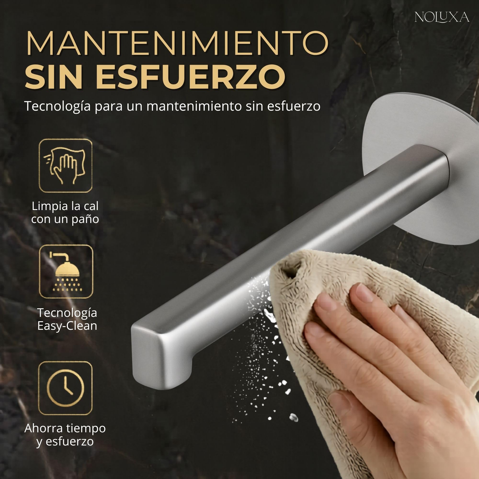 IMEX - Grifo Lavabo Empotrado Níquel Cepillado | Grifo de Lavabo Bimando Pared Mezclador Agua Fría y Caliente | Grifería en Latón con Cartucho Cerámico Ø35mm | Serie Toscana