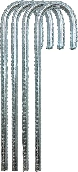 Ashman Rebar Stake Anchor 12 Inches Long 4 Pack, Ideal for Securing Animals, Tents, Canopies, Sheds, Car Ports, Swing Sets. Rust-Resistant and Made of Solid Premium Galvanized/zinc-Coated Metal.
