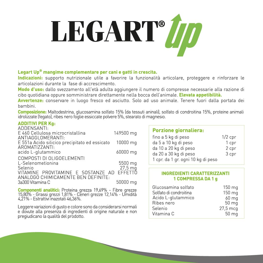Aurora Biofarma Legart Up 120 Compresse - Mangime complementare per cani per utile per la protezione ed il rinforzo della normale funzione articolare.