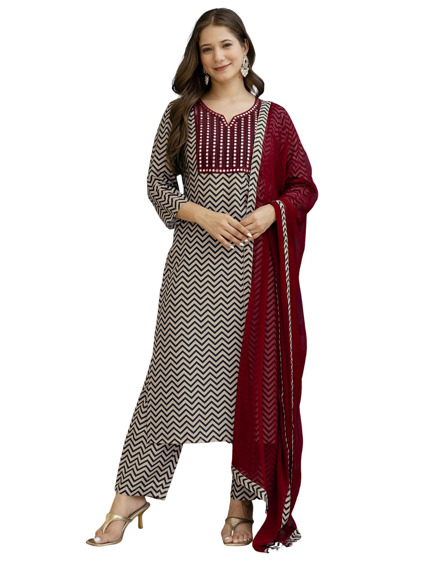 skylee Women's Cotton Blend Printed Straight Kurta with Pant & Dupatta-picture-10