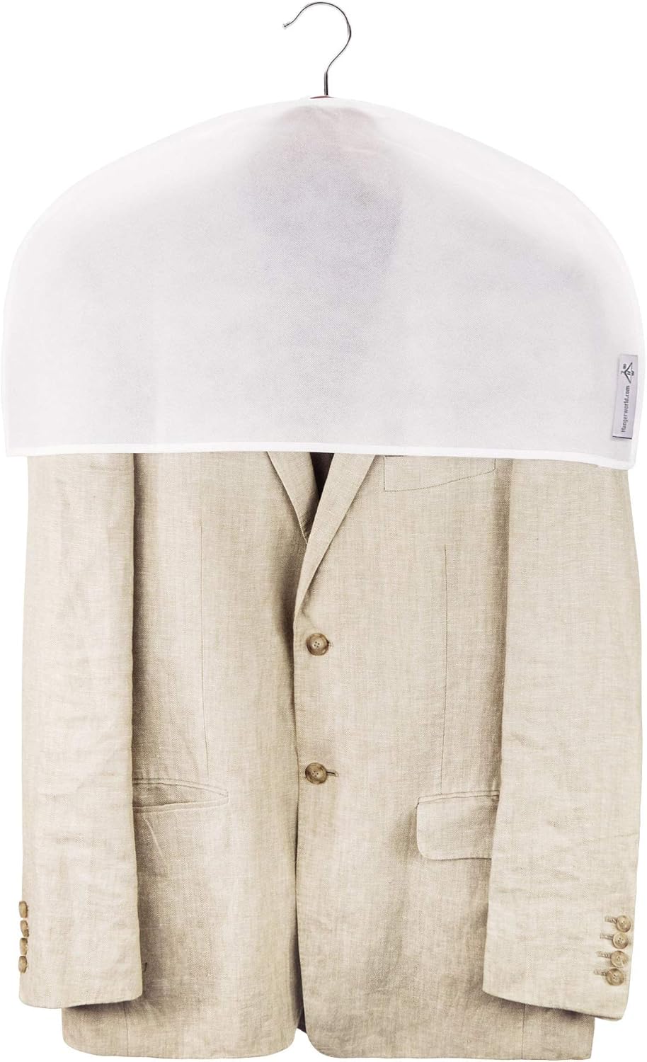 HANGERWORLD Polyurethane Gusseted Shoulder Garment Protector Cover, Zipper, 20 Pack, White