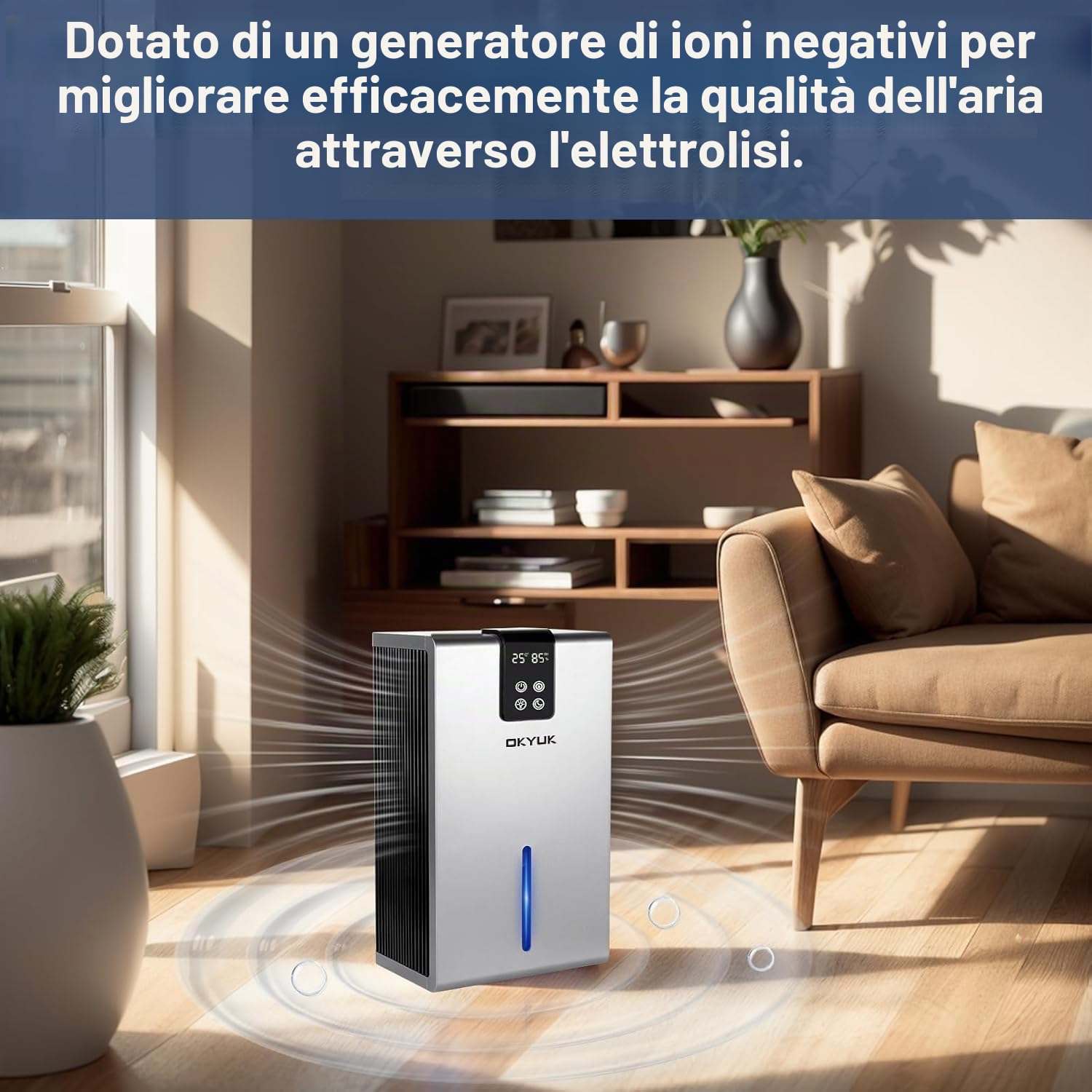 Deumidificatore, 2800 ml, deumidificatore elettrico per casa con spegnimento automatico, luce LED a 7 colori, ideale per camper, bagno, camera da letto, cantina