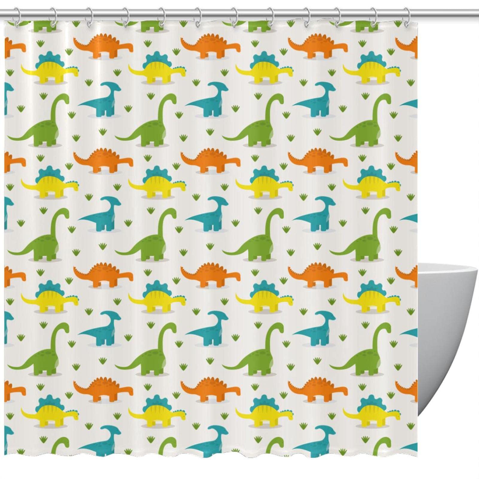 Rideaux de douche motif dinosaure aux finitions soignées avec 12 crochets