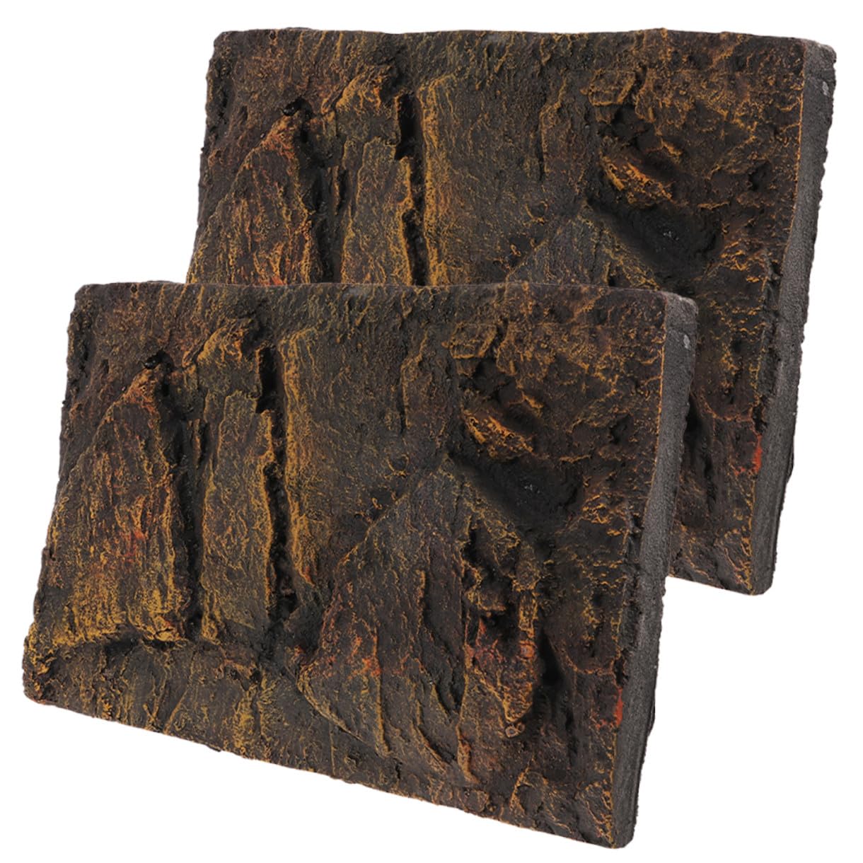 DOITOOL Panel de Reptil para Terrario y Acuario de Tortugas en PU 3D, Pack de 2 Piezas Diseño Estable y Aspecto Natural para Ambientación de Escenarios