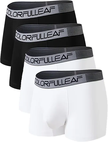 COLORFULLEAF Men's Underwear Cotton Boxer Briefs Trunks Soft Stretch Wide Waistband Underpants