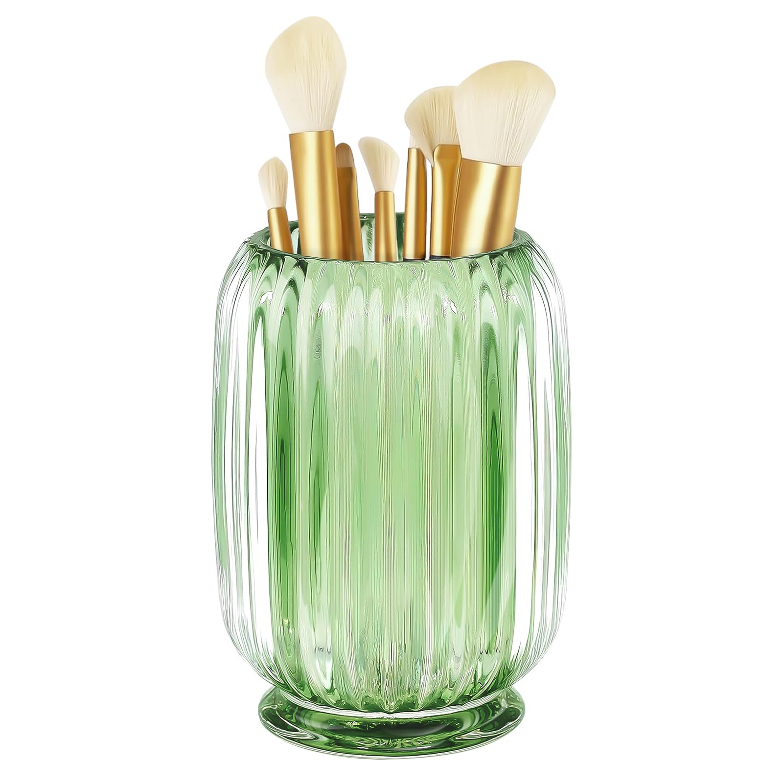 Porta pennelli da trucco, tazza organizer per pennelli da trucco in vetro spesso, altezza 12,2 cm, per pennelli da trucco per pennelli da trucco, organizer per brochas de maquillaje verde cristallo
