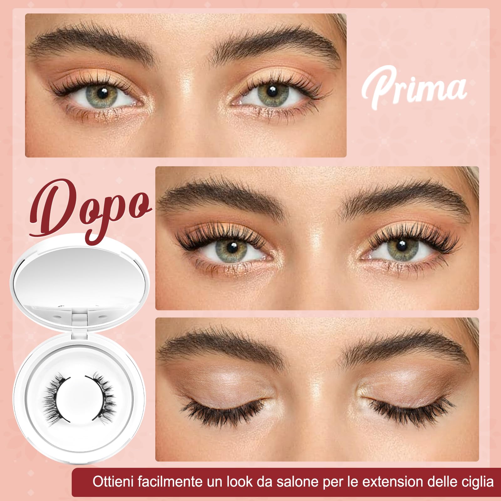 Higu Clace Ciglia Finte Magnetiche Con Applicatore, Non Richiedono Colla, Naturali E Realistiche, Facili Da Applicare E Rimuovere (Style-N8)