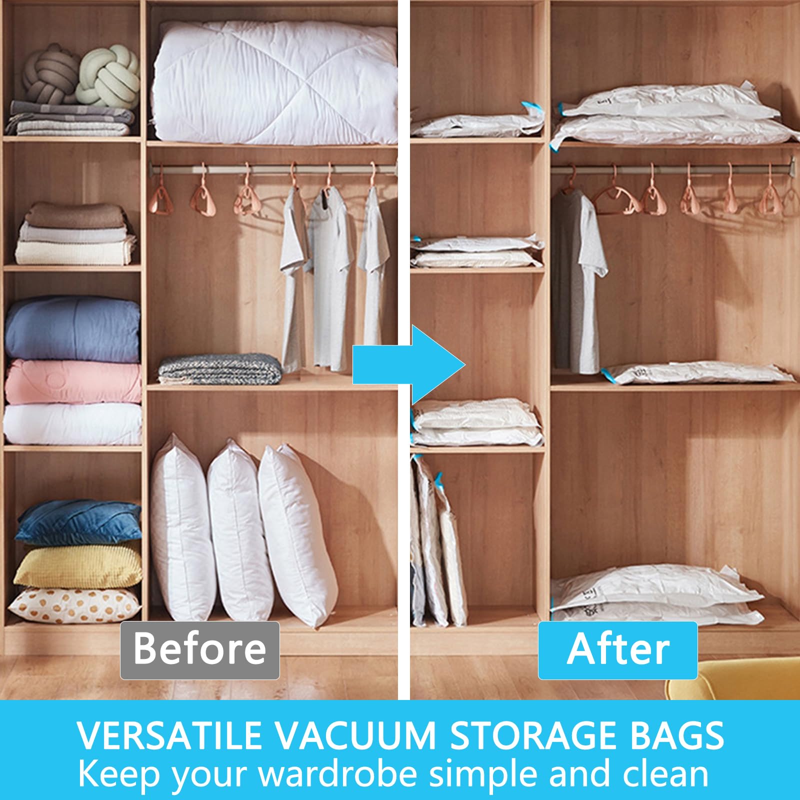Vacuum Storage Bags, 6 Pack Reusable Strong Space Saver Compression Bags - Image 4