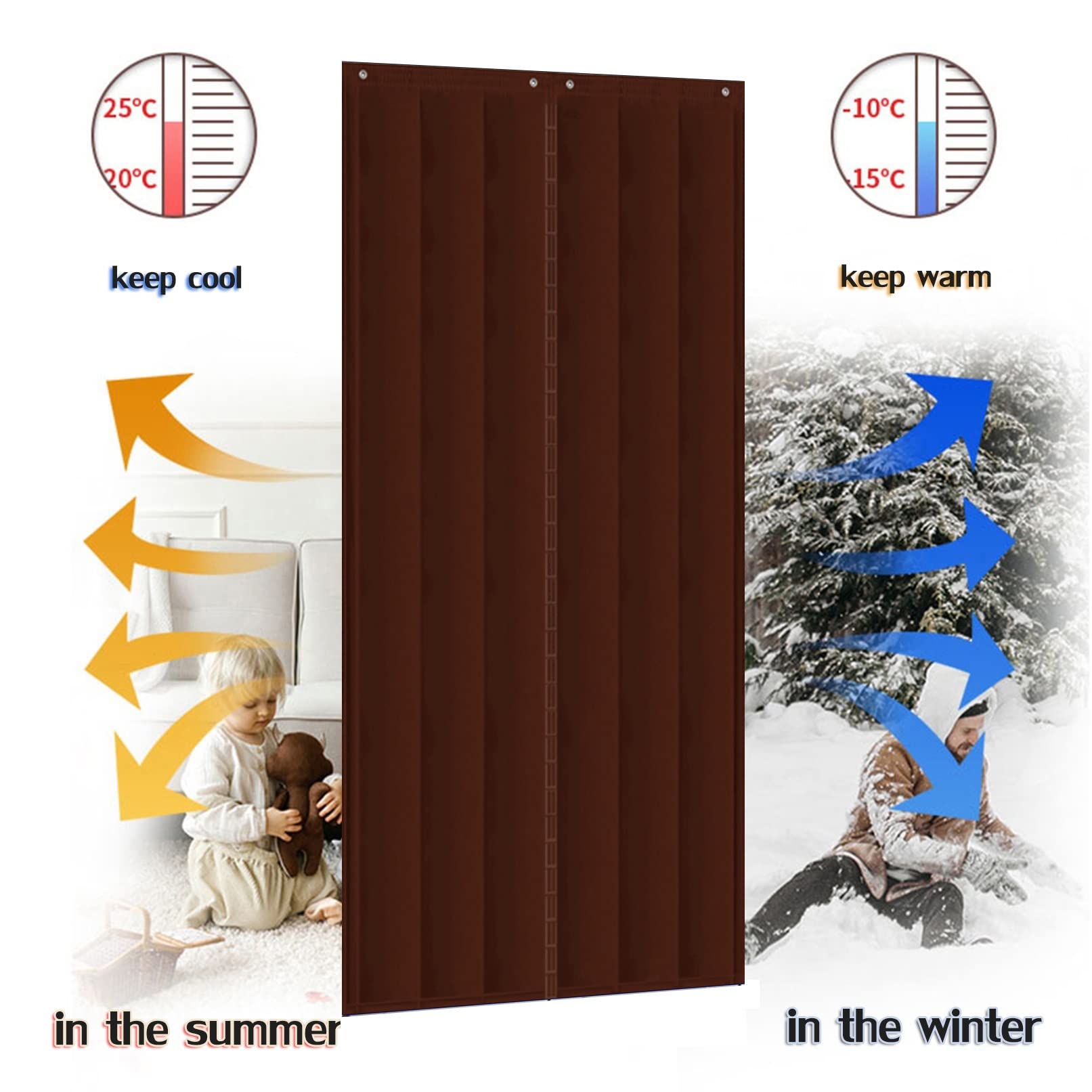 Tenda per porta con isolamento termico magnetico, resistente, extra larga, impermeabile, ideale per ingresso balcone o garage