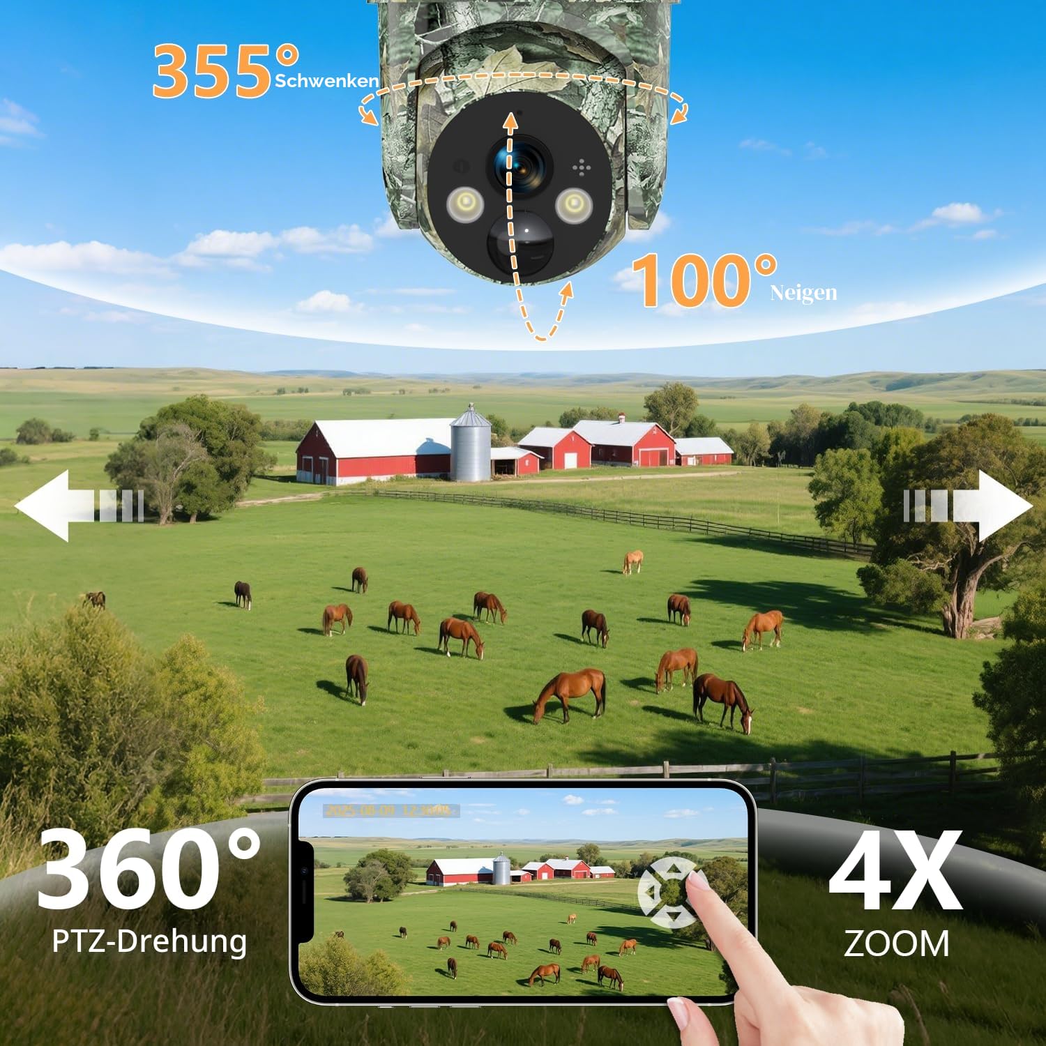 Lemnoi 4G Solar Wildkamera mit SIM Karte, 2K-Auflösung, IP66 Wasserdicht