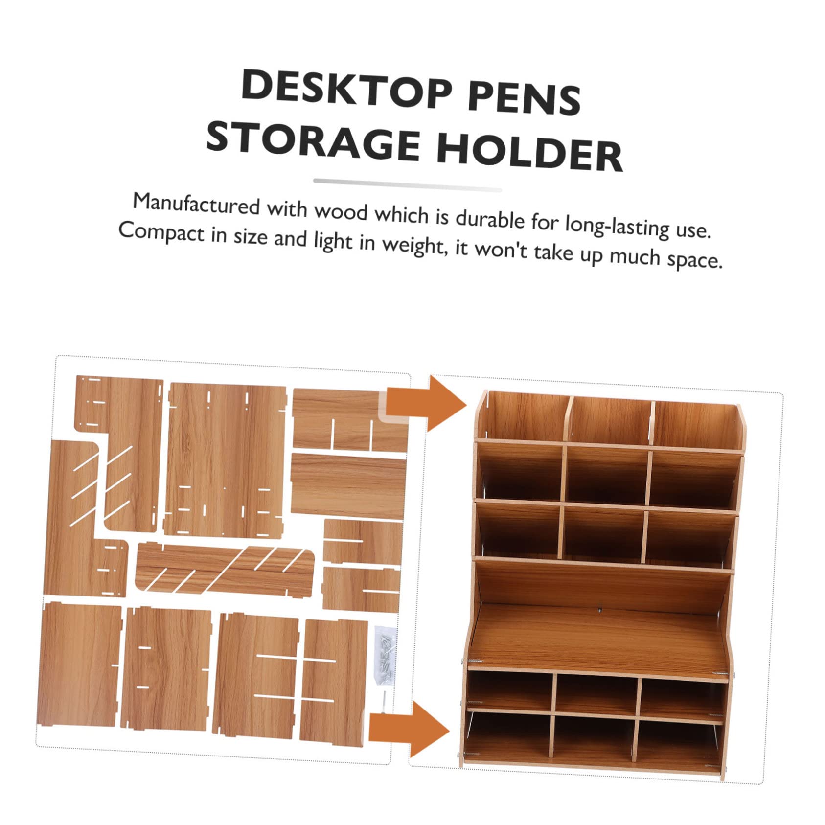 Organizzatore da Scrivania in Legno Robusto e Liscio, Portapenne e Porta Documenti Compatto per Ufficio e Organizzare Scrivania Design Semplice e Funzionale