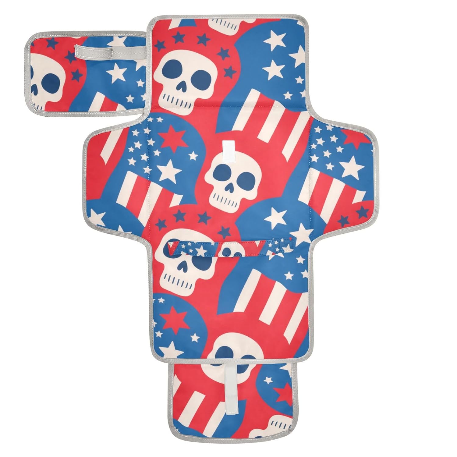 4th of July Independence Day White Skull Reusable Diaper Change pad with Tissue Pocket Portable Changing pad for Baby Infant Travel Station Kit cambiador de pa?ales para Bebes