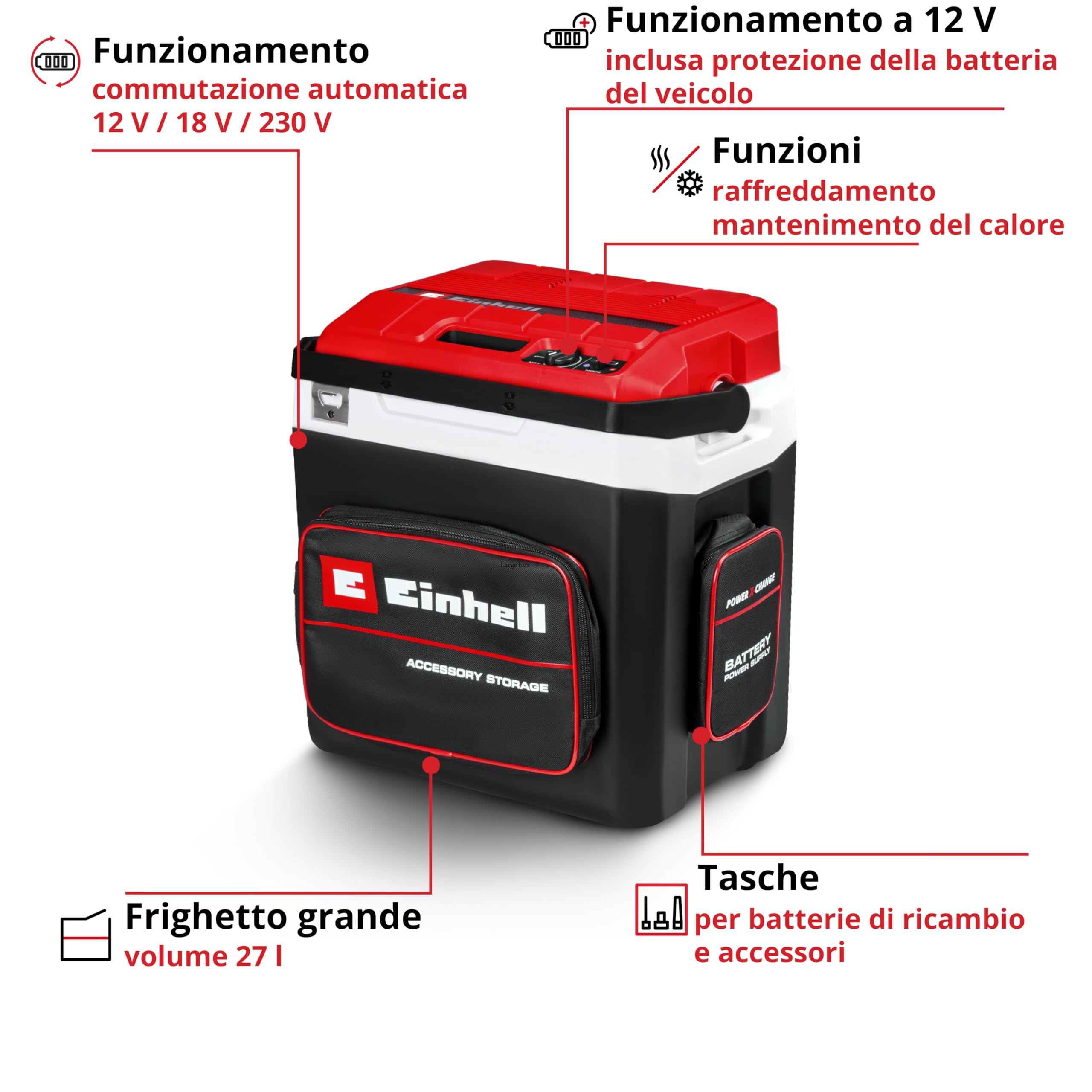 Einhell TE-COL 18/27 Li-Solo Power X-Change 18 V 27 l chłodzenie i ogrzewanie hybrydowy 230 V