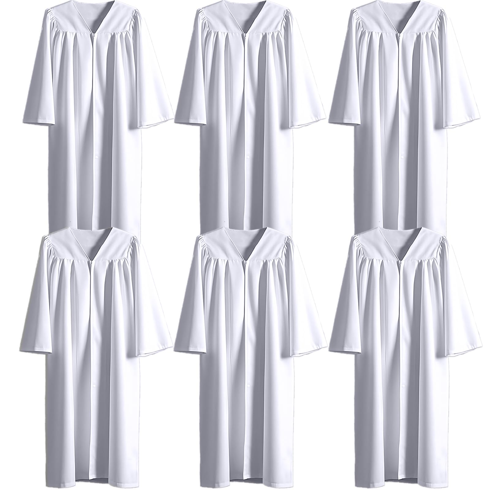 Gamypet Unisex White 6Pcs Choir Robes For Church Adults Baptism Robes For Water Baptism Matte Graduation Gowns For College, 51(5'6"-5'8")