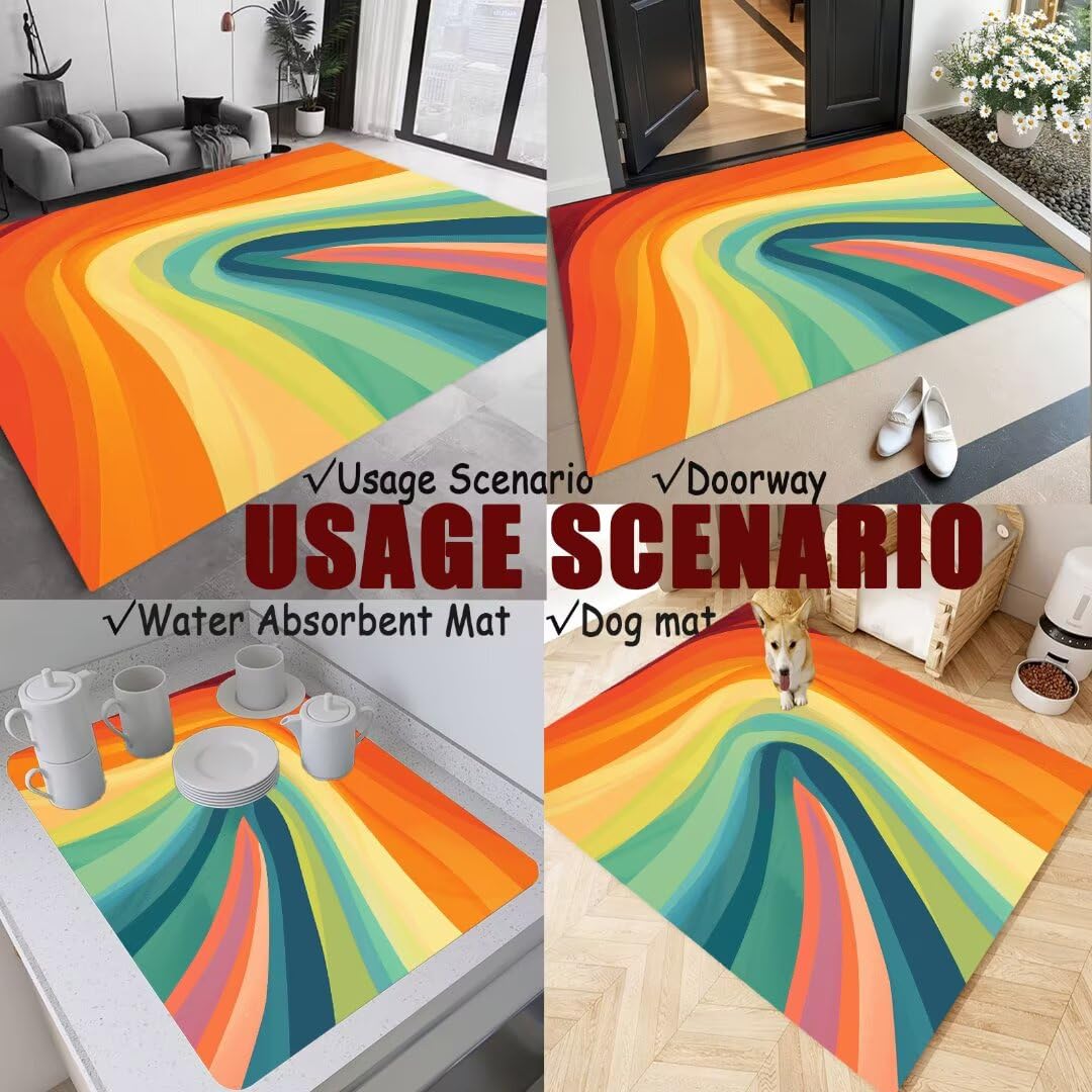 Diatomite Badematte, 70 x 120 cm, rutschfest, super saugfähig, schnell trocknend, Duschmatte, waschbar, bunt, für Badezimmer, Küche, Bodenmatte