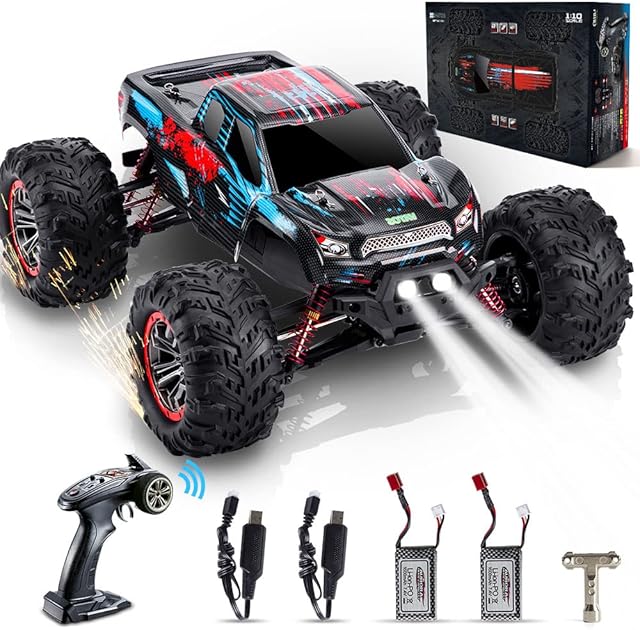 VATOS Remote Control Car for Kids and Adults, 1:10 Scale 46km/h 4WD High Speed Large Monster Truck Off-Road RC Car 2.4GHz Radio Electric Racing Car RC Buggy Vehicle Truck Hobby Car for Kids