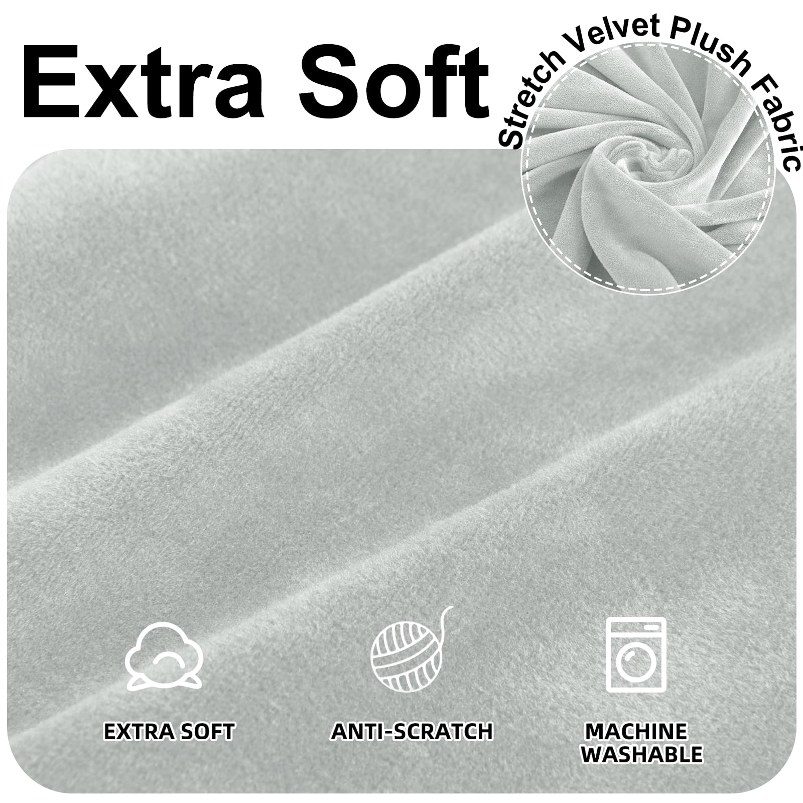 Ystyle Copridivano Velluto, Copridivano 3 Posti Con Braccioli, Copridivano Antigraffio Gatto, Copri Divano Elasticizzato, Universale Copridivani Antimacchia Lavabile Antiscivolo, Grigio Sliver