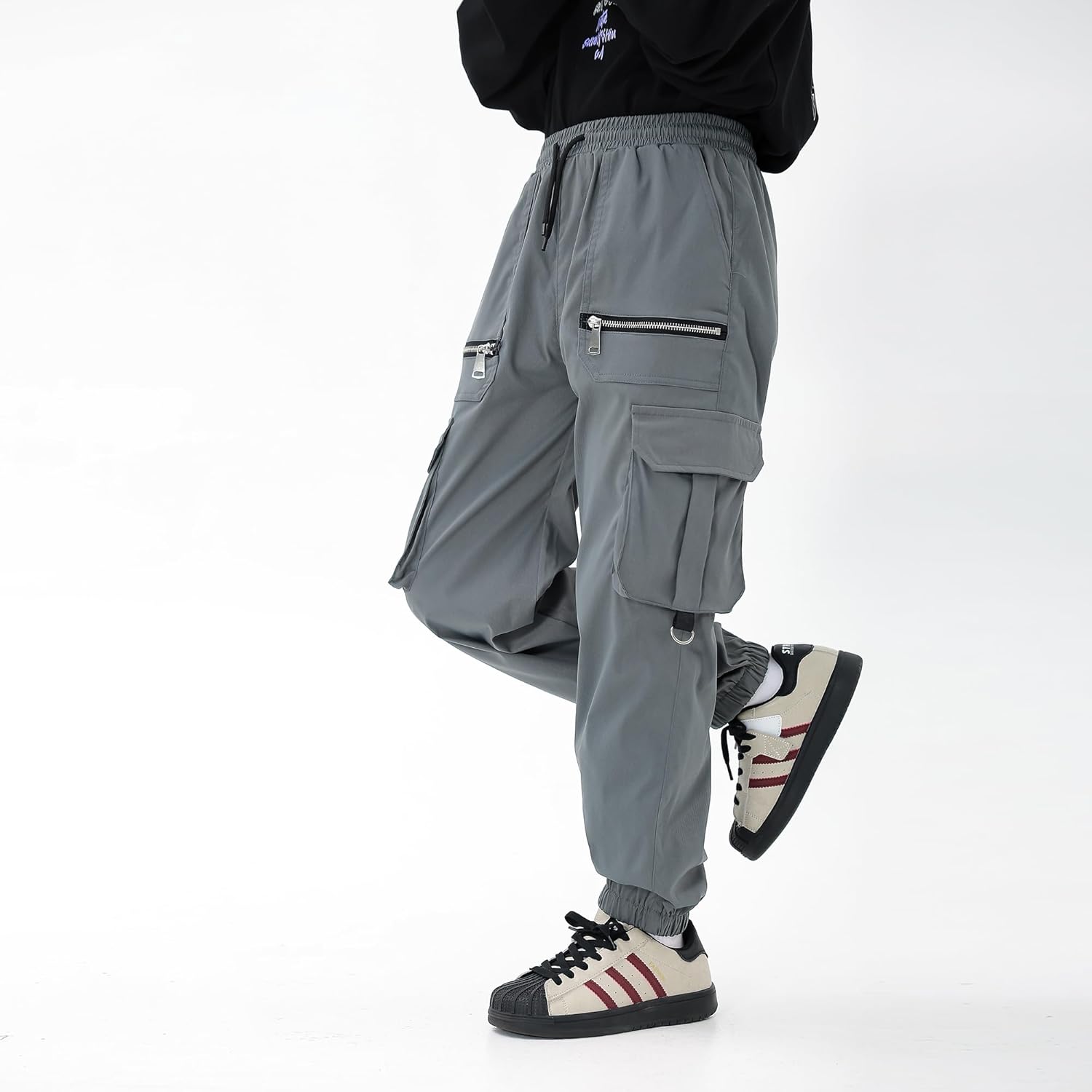 3 Pack Boys Cargo Joggers Pants Elastic Waist Casual Jogging Trousers Bottom for Kids 7-13 Years - Image 7